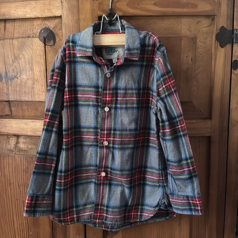 Boden boys size 8-9 flannel button up